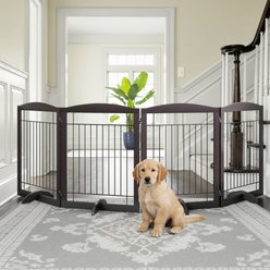 Yaheetech 4-Panel Metal Dog Gate Dog Exercise Playpen, 32-in H, Espresso