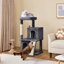 Yaheetech 3 Tiers 42-in Plush Cat Tower with Double Cat Condo, Dark Gray