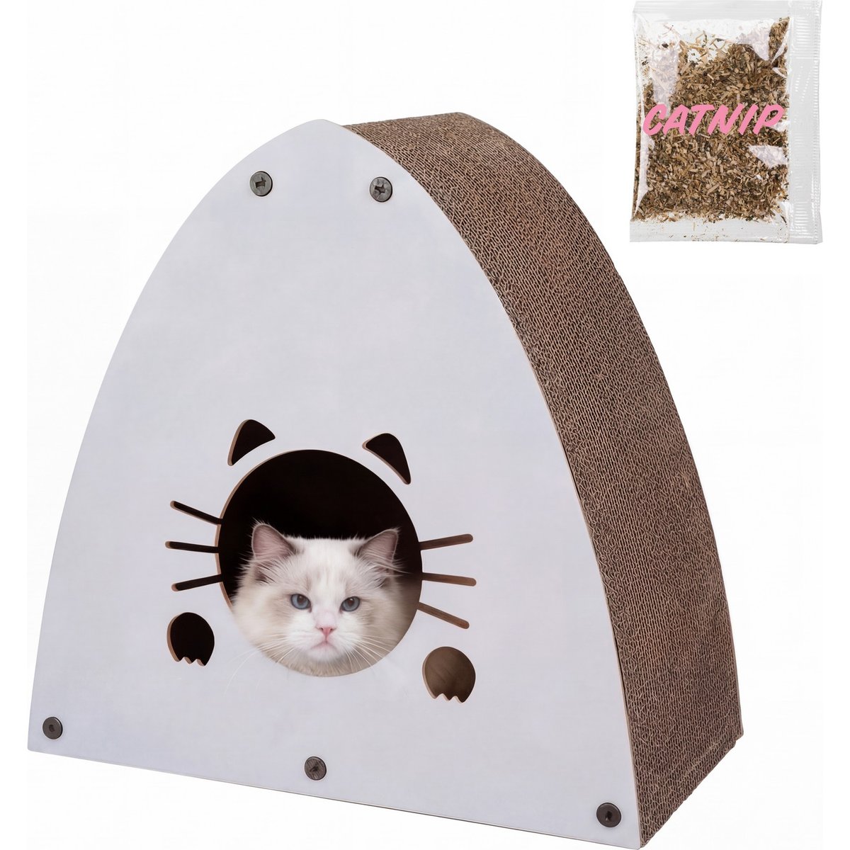 THE LICKER STORE Koko Modern 19-in Cardboard Triangle Cat Cave Scratcher with Catnip, Gray