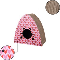 THE LICKER STORE Koko Modern 19-in Cardboard Triangle Cat Cave Scratcher with Catnip, Pink/Red slide 2 of 7