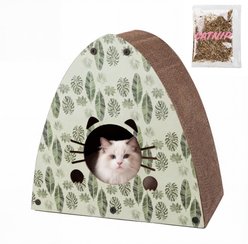 THE LICKER STORE Koko Modern 19-in Cardboard Triangle Cat Cave Scratcher with Catnip, Mint/Green