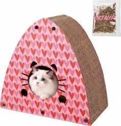 THE LICKER STORE Koko Modern 19-in Cardboard Triangle Cat Cave Scratcher with Catnip, Pink/Red