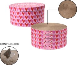 THE LICKER STORE Kate Modern 12-in Patterned Cardboard Reversible Cat Scratcher Pad in Box with Catnip, 5 count, Hearty Pink/Red slide 2 of 6