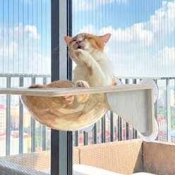 Happy & Polly Wall Mounted Suction Cup Hammock Cat Window Perch, Grey