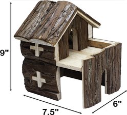 Nibbles by A&E Cage Company 2-Story Deluxe Log Cabin Smallpet Hideout, Brown slide 2 of 3