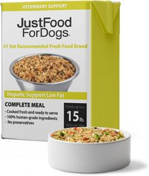 JustFoodForDogs Veterinary Diet PantryFresh Hepatic Support Low Fat Shelf-Stable Fresh Dog Food, 12.5-oz pouch, case of 12