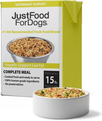 JUSTFOODFORDOGS Veterinary Diet PantryFresh Hepatic Support Low Fat Shelf-Stable Fresh Dog Food, 12.5-oz pouch, case of 12