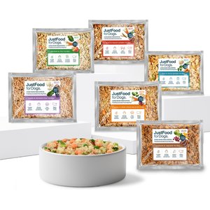 JustFoodForDogs Sampler Variety Box Frozen Human-Grade Fresh Dog Food, 18-oz pouch, case of 7