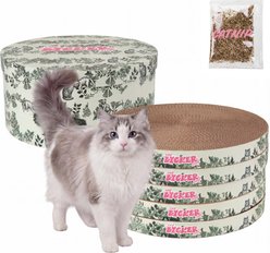 THE LICKER STORE Kate Modern 12-in Patterned Cardboard Reversible Cat Scratcher Pad in Box with Catnip, 5 count, Cat Green