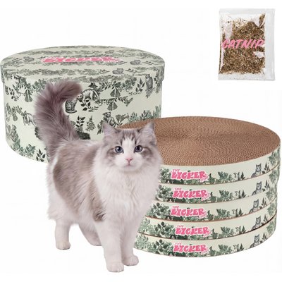 THE LICKER STORE THE LICKER STORE Kate Modern 12-in Patterned Cardboard Reversible Cat Scratcher Pad in Box with Catnip, 5 count, Cat Green