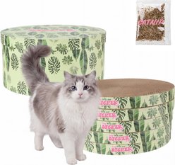 THE LICKER STORE Kate Modern 12-in Patterned Cardboard Reversible Cat Scratcher Pad in Box with Catnip, 5 count, Leaf Mint/Green