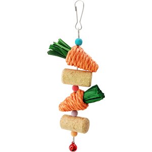 Nibbles by A&E Cage Company Carrot & Cork Jingle Small Pet Chew Toy, Multicolor