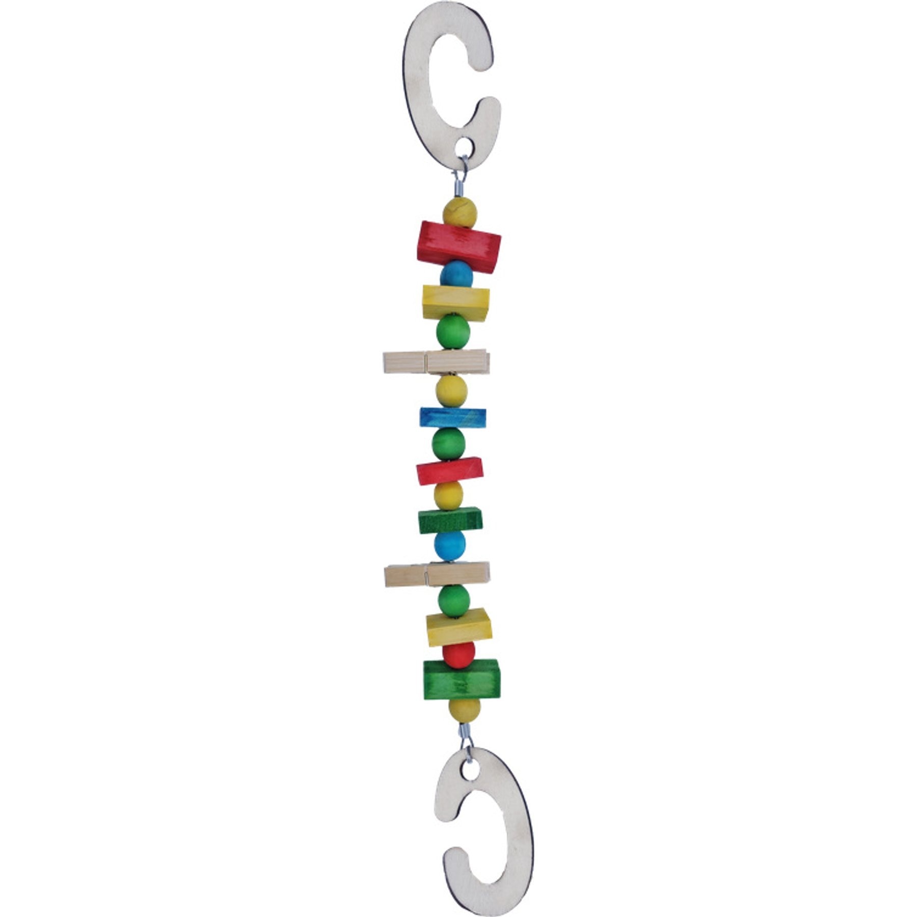 Nibbles by A&E Cage Company Hanging Wood Chew with Treat Clips Small Pet Toy, Multicolor