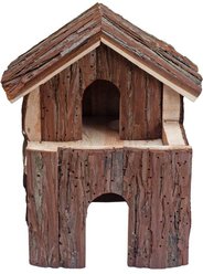 Nibbles by A&E Cage Company 2-Story Deluxe Log Cabin Smallpet Hideout, Brown