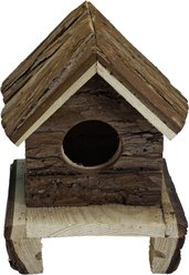 Nibbles by A&E Cage Company Deluxe Log Cabin Hut Smallpet Hideout, Brown