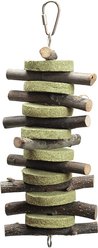 Nibbles by A&E Cage Company Natural Circle Hay Chew Stacker Small Pet Toy, Brown
