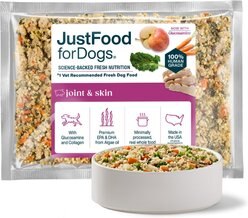 JustFoodForDogs Joint & Skin Support Recipe Frozen Human-Grade Fresh Dog Food, 18-oz pouch, case of 7