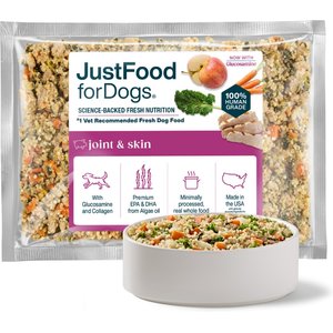 JustFoodForDogs Joint & Skin Support Recipe Frozen Human-Grade Fresh Dog Food, 18-oz pouch, case of 7