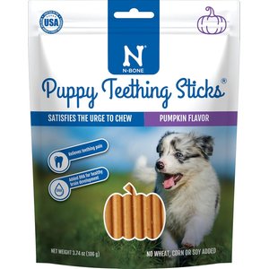 N-Bone Puppy Teething Sticks Pumpkin Dental Chew Treats, 3.74-oz bag