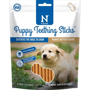 N-Bone Puppy Teething Sticks Peanut Butter Dental Chew Treats, 3.74-oz bag