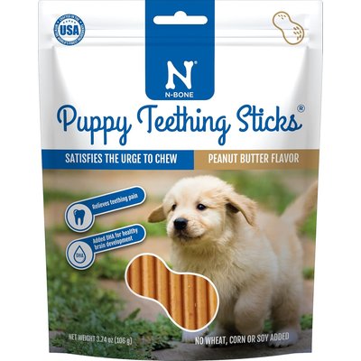 N-Bone N-Bone Puppy Teething Sticks Peanut Butter Dental Chew Treats, 3.74-oz bag