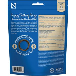 N-Bone Puppy Teething Rings Peanut Butter Flavor Dental Dog Treats, 6 count