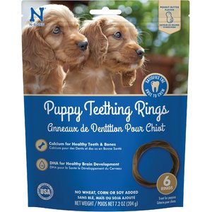 N-Bone Puppy Teething Rings Peanut Butter Flavor Dental Dog Treats, 6 count