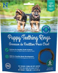 N-Bone Puppy Teething Rings Salmon Flavor Dental Dog Treats, 6 count