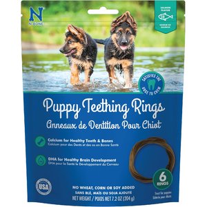 N-Bone Puppy Teething Rings Salmon Flavor Dental Dog Treats, 6 count