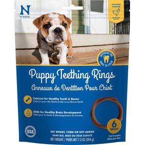 N-Bone Puppy Teething Ring Chicken Flavor Dental Dog Treats, 6 count