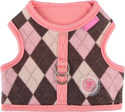 Pinkaholic New York Solene Jacket Stylish Argyle Pattern No-Pull Dog Harness, Indian Pink, Large: 16-in chest