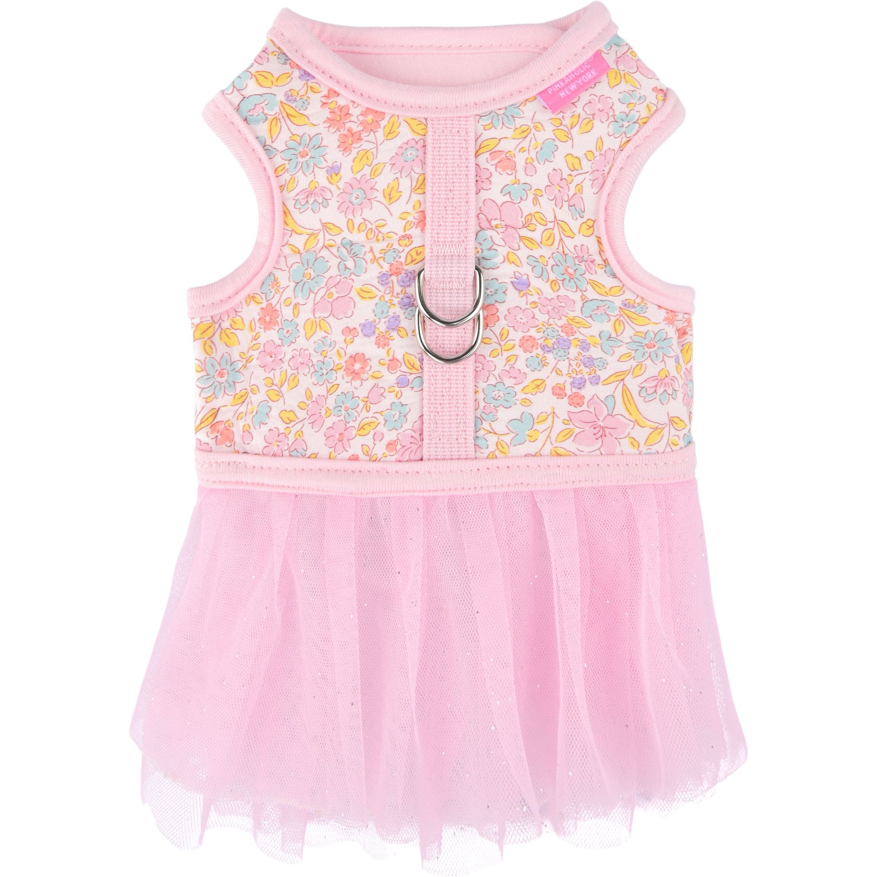 Pinkaholic New York Ione Dress Stylish Flower Pattern No-Pull Dog Harness, Light Pink, Small: 10.9-in chest