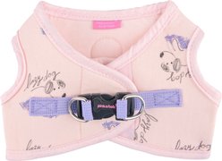Pinkaholic New York Kiki Cute Dog Pattern Step-In No-Pull Dog Harness, Light Pink, Small: 12-in chest