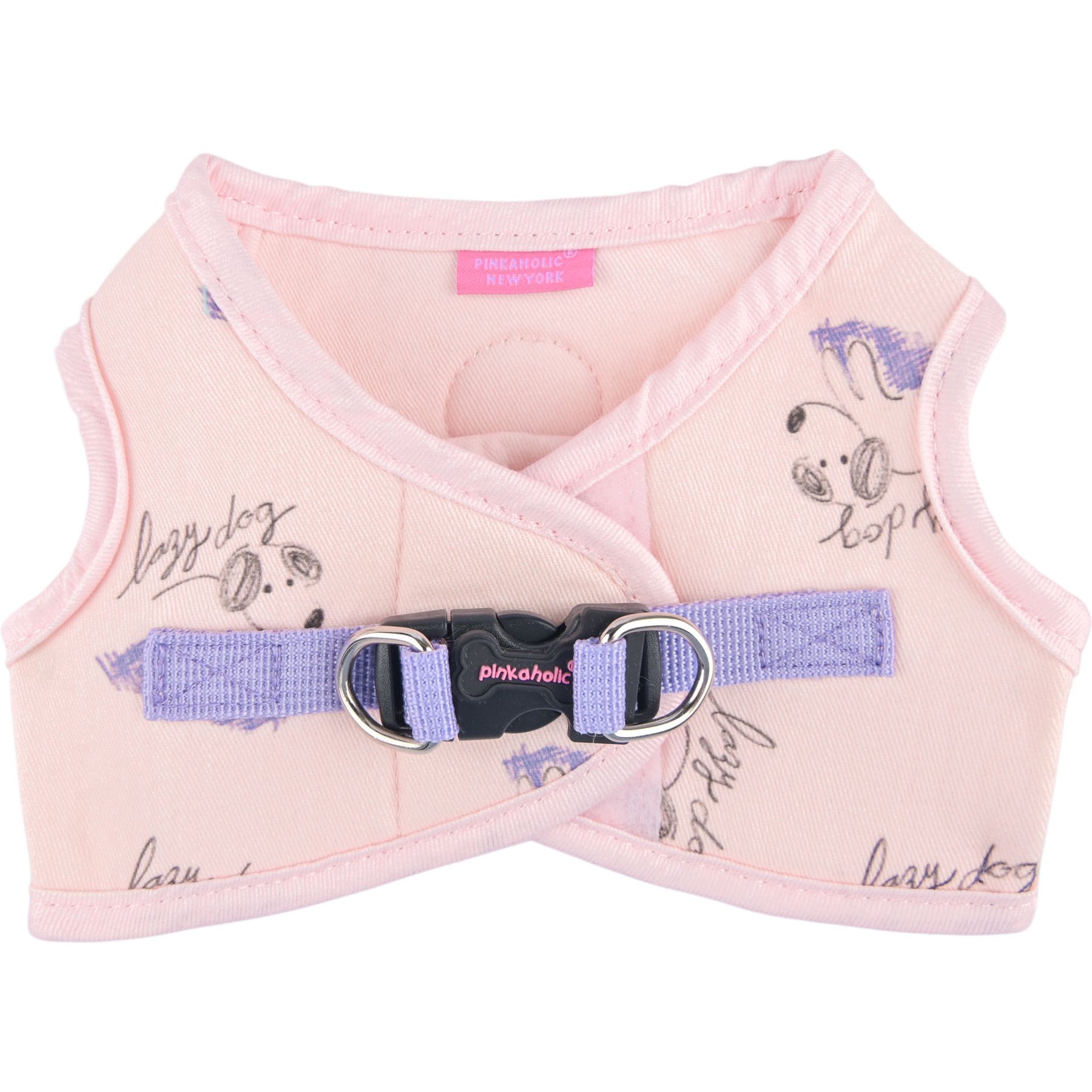 Pinkaholic New York Kiki Cute Dog Pattern Step-In No-Pull Dog Harness, Light Pink, Small: 12-in chest