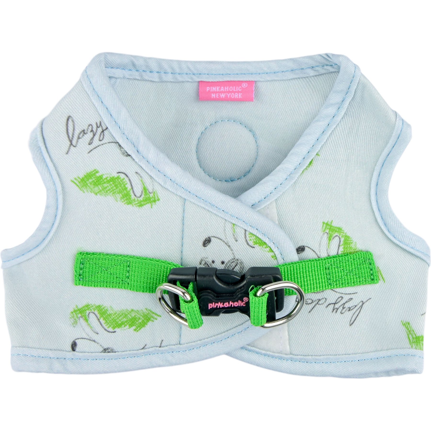 Pinkaholic New York Kiki Cute Dog Pattern Step-In No-Pull Dog Harness, Light Blue, Small: 12-in chest