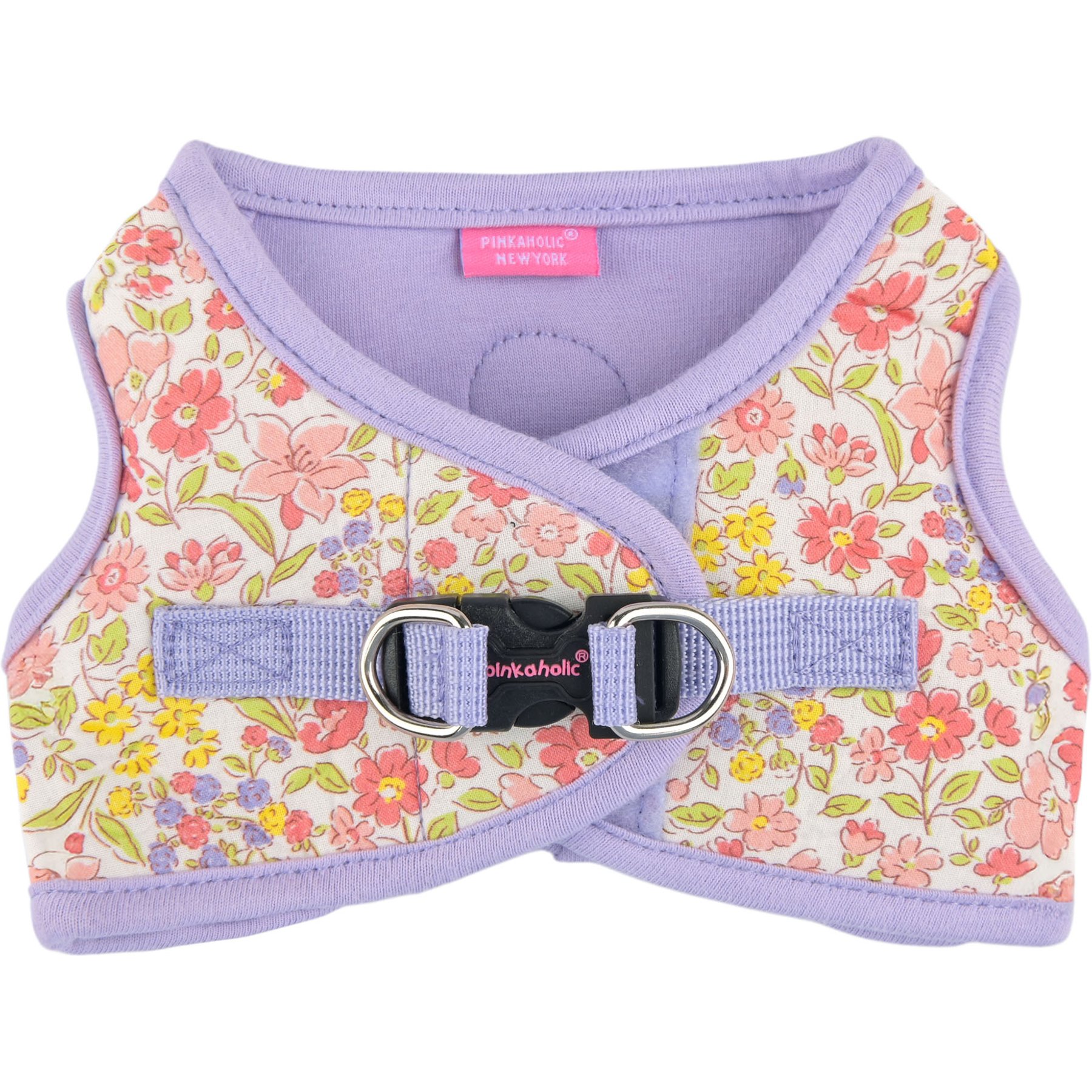 Pinkaholic New York Ione Stylish Flower Pattern Step-In No-Pull Dog Harness, Violet, Medium: 14-in chest