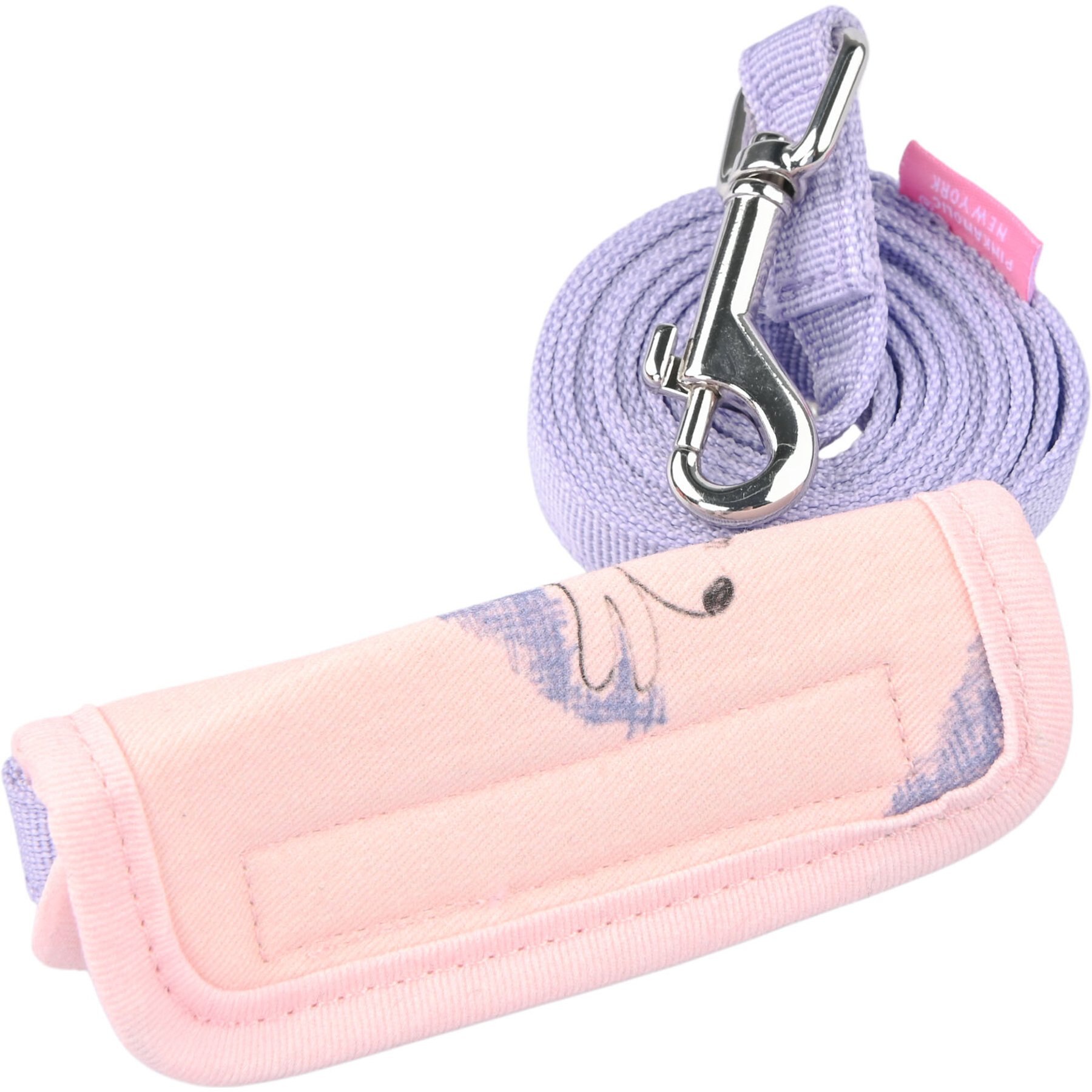 Pinkaholic New York Kiki Dog Pattern Dog Leash, Medium: 4.5-ft long, 0.6-in wide, Light Pink