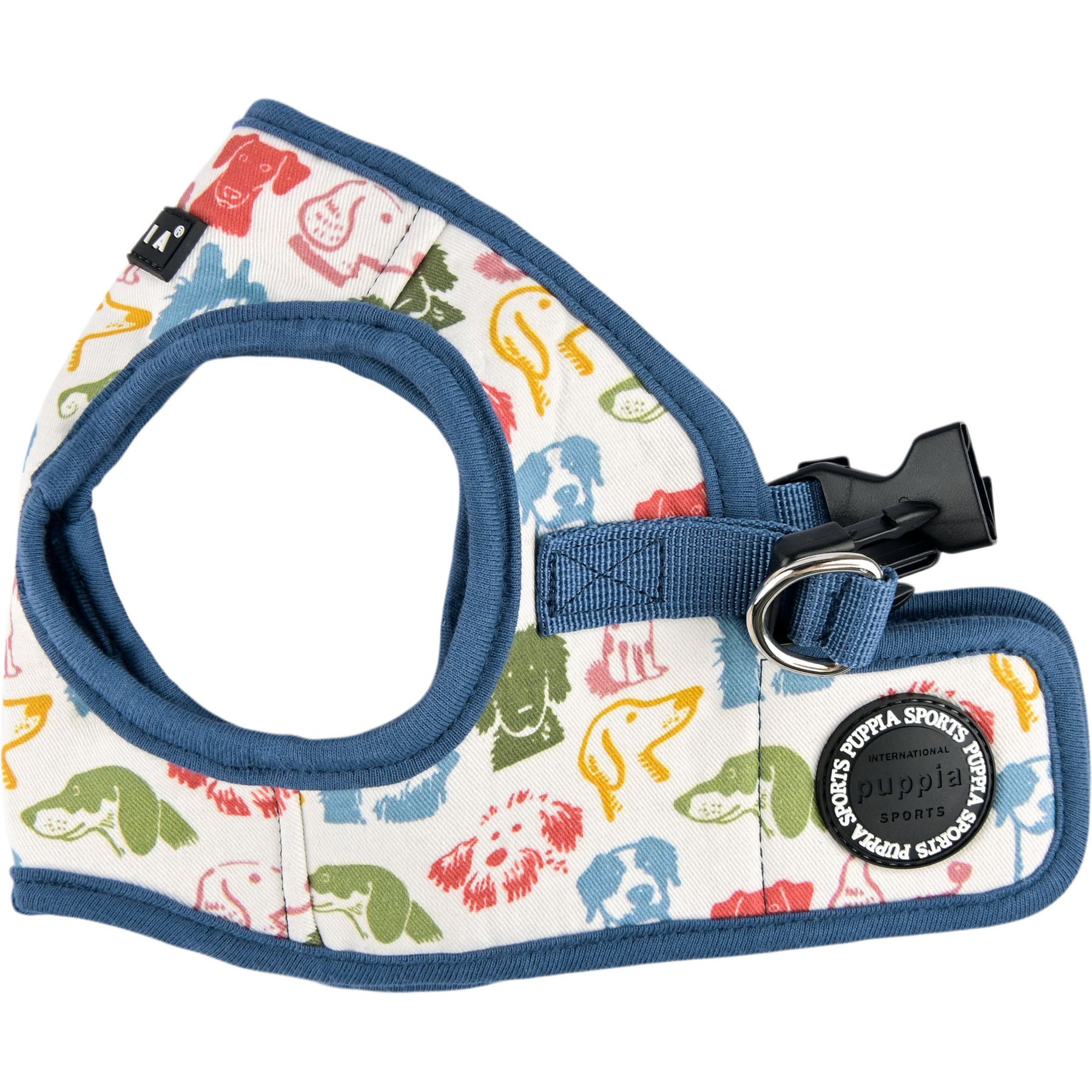 Puppia Connor Dog Pattern Step-In No-Pull Dog Harness, Blue, Large: 16.3-in chest