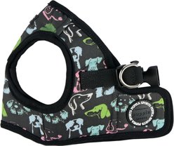 Puppia Connor Dog Pattern Step-In No-Pull Dog Harness, Black, Large: 16.3-in chest