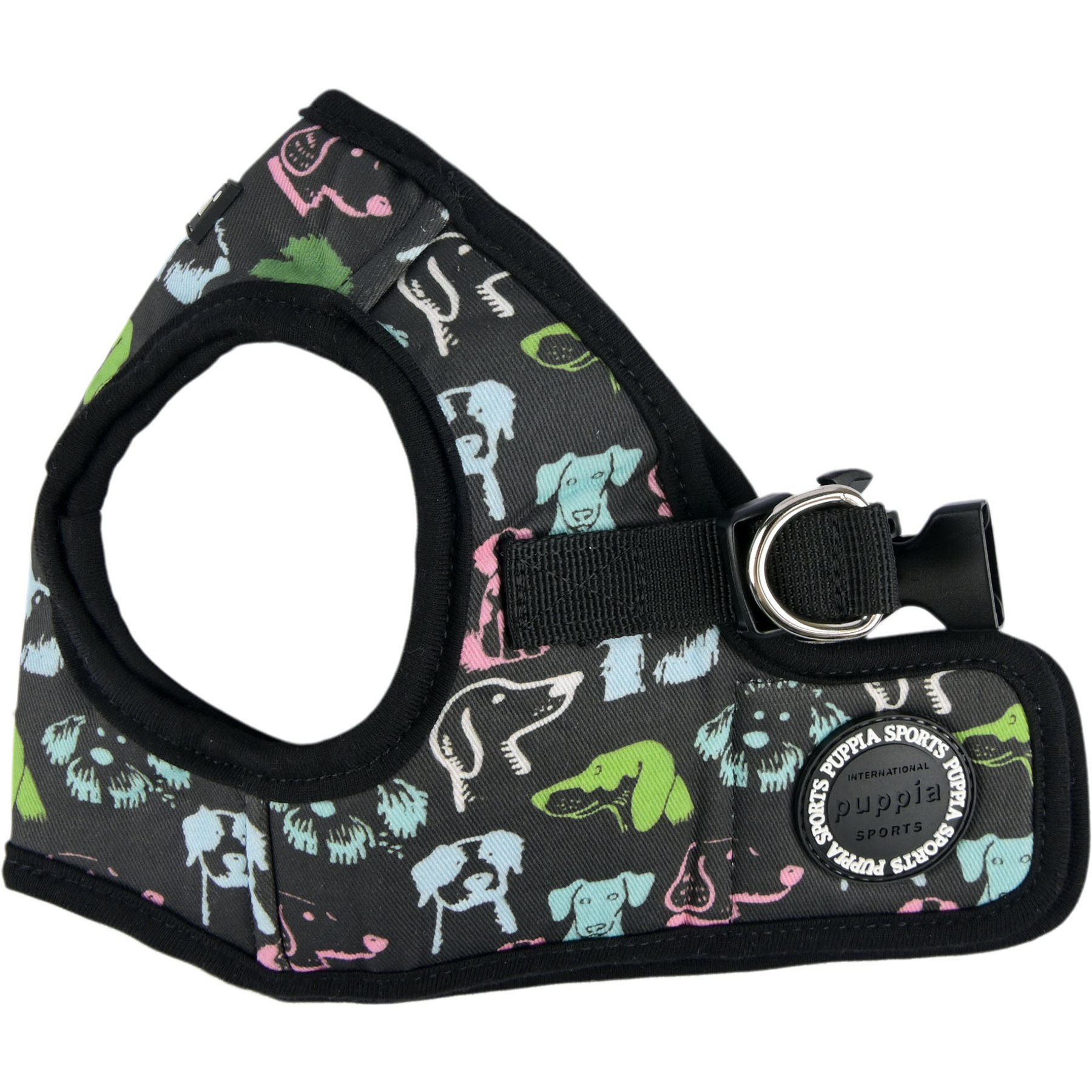 Puppia Connor Dog Pattern Step-In No-Pull Dog Harness, Black, X-Large: 19.2-in chest