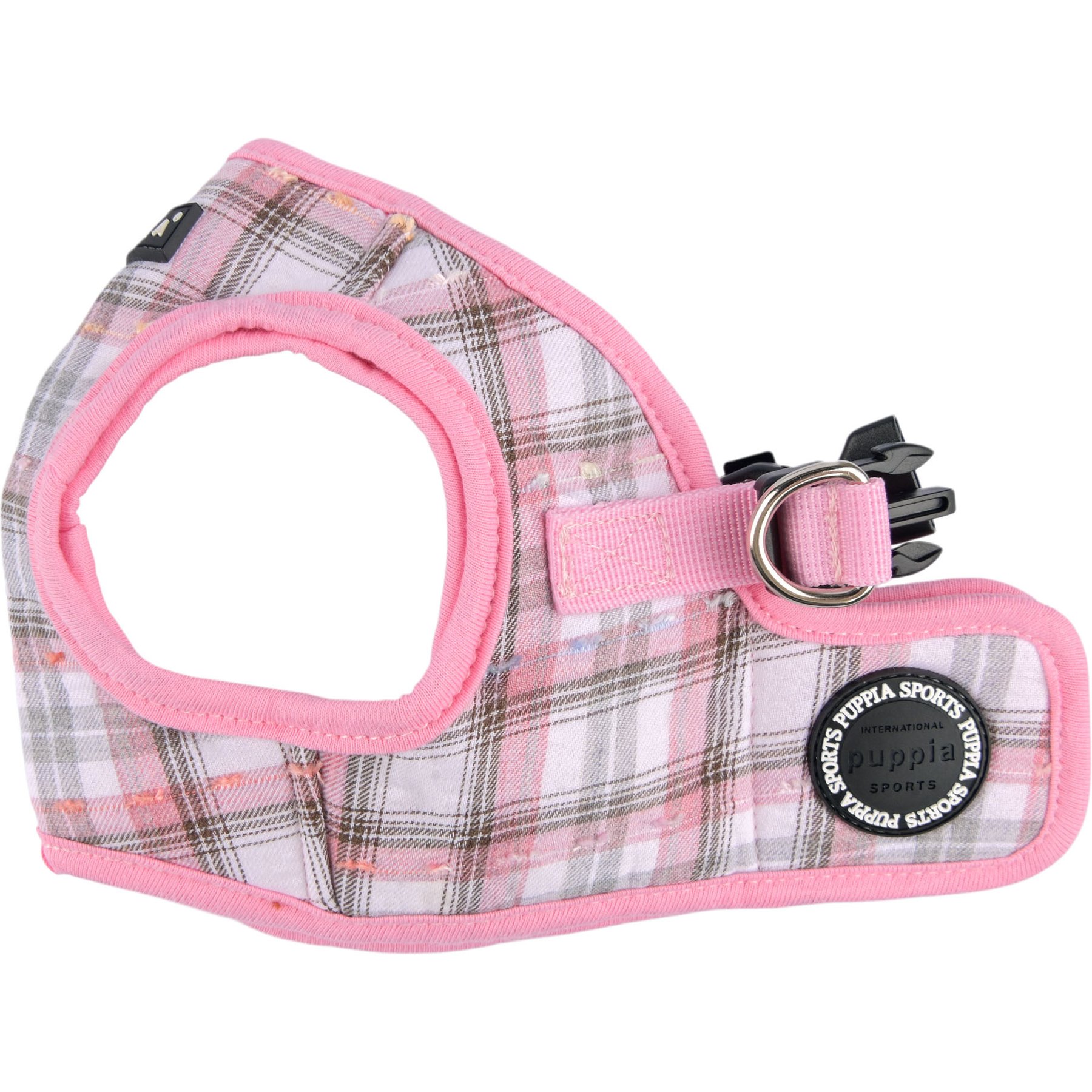 Puppia Windsor Checkered Pattern Step-In No-Pull Dog Harness, Pink, Small: 11.8-in chest