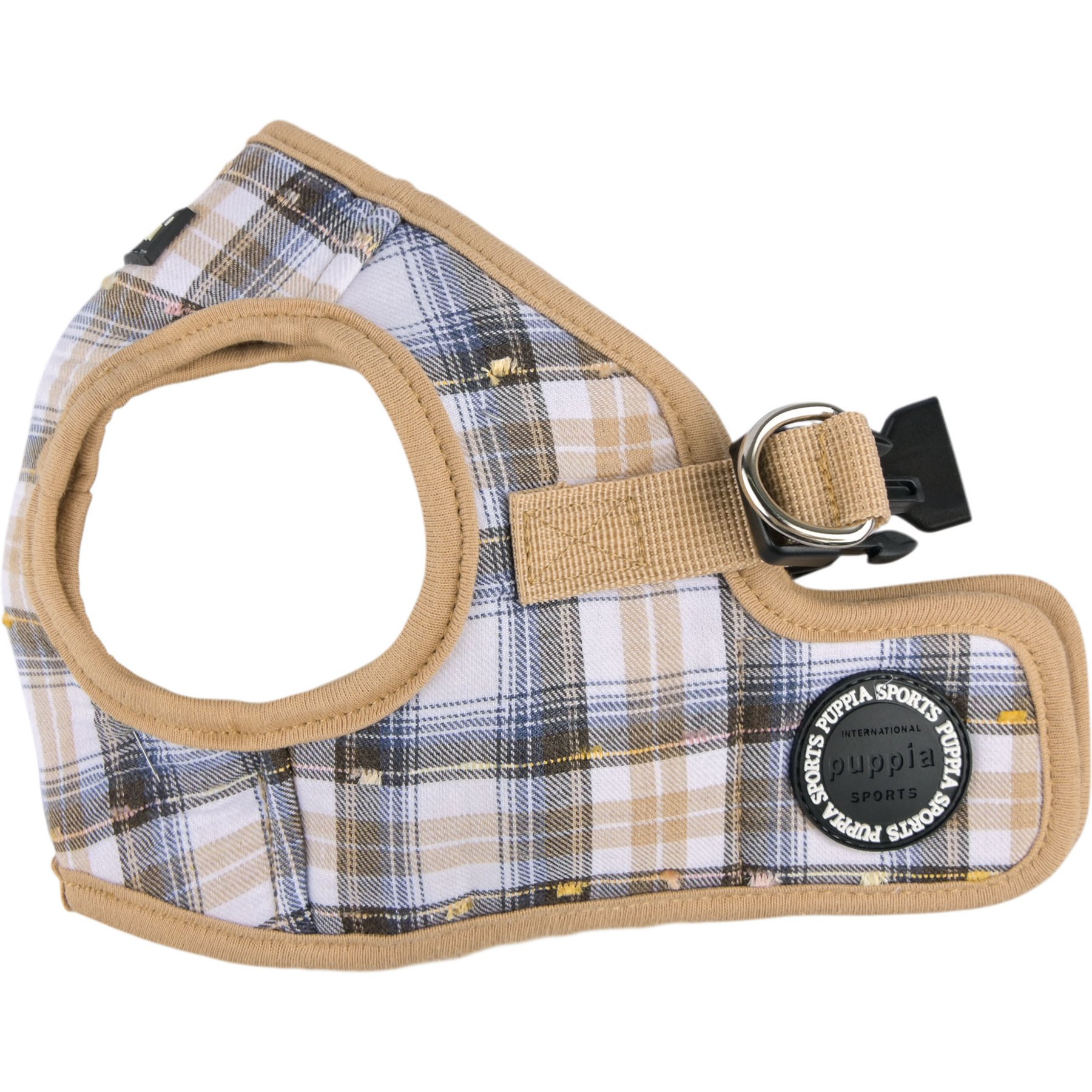 Puppia Windsor Checkered Pattern Step-In No-Pull Dog Harness, Beige, X-Large: 19.2-in chest