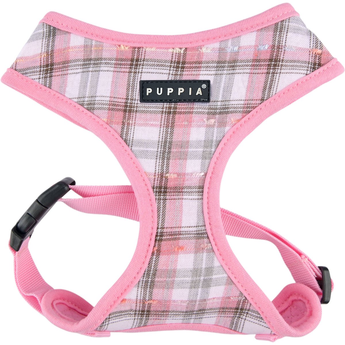 Puppia Windsor Over-the-Head Checkered Pattern No-Pull Dog Harness, Pink, Medium: 15.2 to 21.5-in chest