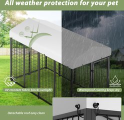 PawsNestParlor Outdoor Run Enclosure Animal Hutch Metal Coop Fence Dog Kennel with Roof Cover, Black, Large: 8 x 4 x 5.6-ft slide 2 of 4