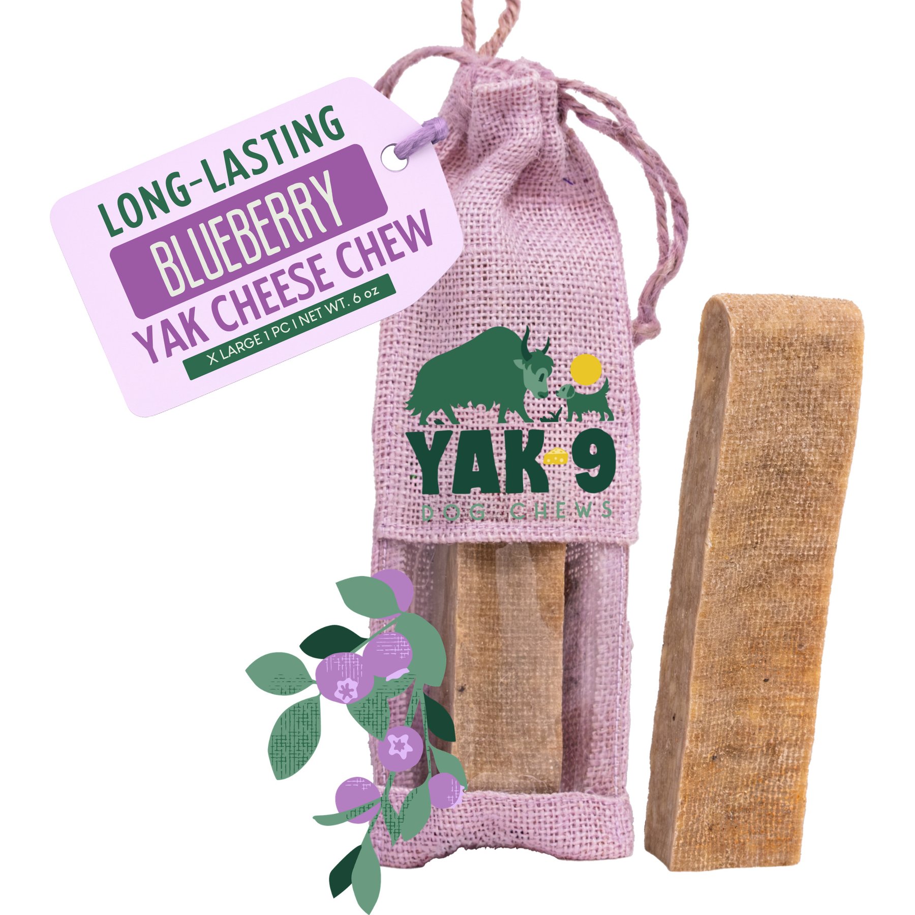 Yak9 Chews Blueberry Yak Chew Dog Treat, X-Large, 1 count