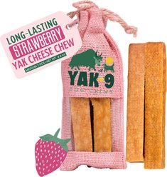 Yak9 Chews Strawberry Yak Chew Dog Treat, Medium, 2 count
