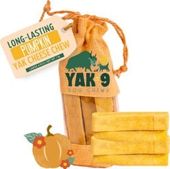 Yak9 Chews Pumpkin Yak Chew Dog Treat, Large, 4 count