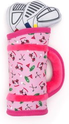 The Worthy Dog Golf Bag Squeaky Plush Dog Toy, Pink, Small