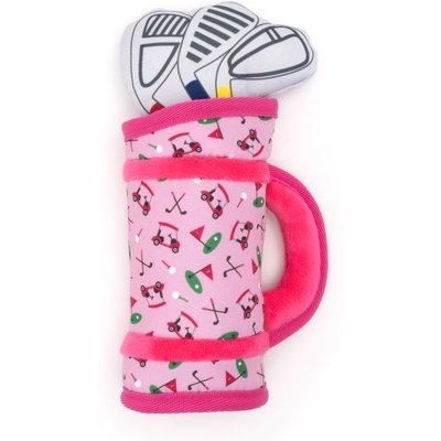 The Worthy Dog The Worthy Dog Golf Bag Squeaky Plush Dog Toy, Pink, Large