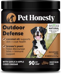 Pet Honesty Outdoor Defense Bacon Soft Chew Flea & Tick Repellent Supplement for Dogs, 90 count
